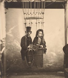 [Nadar vaimonsa Ernestinen kanssa ilmapallossa], n. 1865, painettu 1890-luvulla. tekijältä Nadar