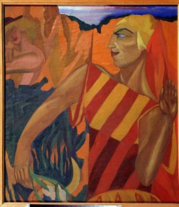 Medee - Pukusuunnittelu baletille The Golden Fleece (Medea. Pukusuunnittelu baletille The Golden Fleece) - Nadhezhda Vladimirovna Lermontovan (1885-1921) maalaus, öljy kankaalle tekijältä Nadezhda Vladimirovna Lermontova