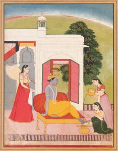 Krishnan jalat pesivät piikoja, Punjab Hills, Basohli, n. 1780