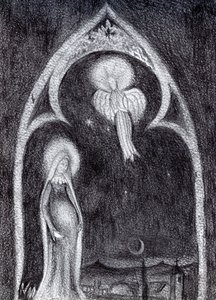 Angel Gabriel, 2015, (grafiittikynätutkimus kortilla) tekijältä Nancy Moniz Charalambous