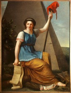 Liberte Allegorie de la Liberte naisena, jolla on fryygianhattu. Nanine Vallainin maalaus (toiminut 1785-1810) 1794 Su. 1,28 x 0,97 m tekijältä Nanine Vallain