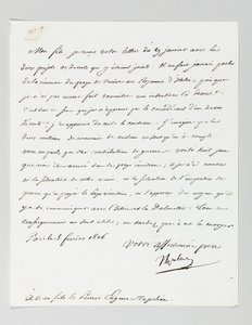 Napoleonin allekirjoitettu kirje poikapuolensa prinssi Eugène de Beauharnais Napoleonille