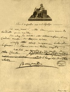 Ensimmäisen konsulin Napoleon Bonaparten kirje Provencen kreiville 6. syyskuuta 1800 1921.
