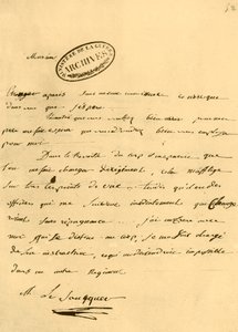 Kirje Napoleonilta Le Saucquerille, sotavirkailijalle, 3. kesäkuuta 1791, 1921.