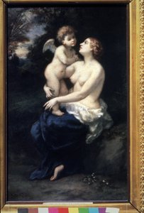 "Venus pitelee Cupidia sylissään" (Venus, jossa Cupid on sylissään). Narcissus Virgilio Diaz de la Penan (1807-1876) maalaus 1800-luvun Pushkinin taidemuseo, Moskova tekijältä Narcisse Virgile Diaz de la Peña