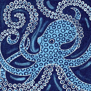 Blue Ringed Octopus, 2010 (värillinen puupiirros)