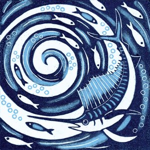 Sailfish, 2010 (värillinen puupiirros) tekijältä Nat Morley
