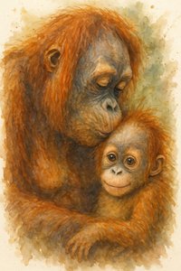Orangutanin hellä syleily tekijältä Natalie Bruns