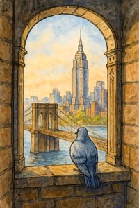 Pigeonin näkymä New Yorkiin tekijältä Natalie Bruns