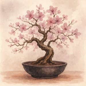 Vaaleanpunainen kirsikkapuu (bonsai) tekijältä Natalie Bruns
