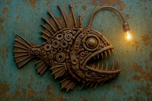 Steampunk-tyylinen merikrottivalaisin tekijältä Natalie Bruns