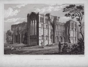 Rievaulx Abbey (kaiverrus) tekijältä Nathaniel (after) Whittock