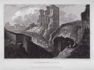 Scarborough Castle (kaiverrus) tekijältä Nathaniel (after) Whittock