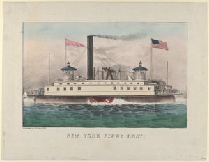 New York Ferry Boat, n. 1860-65, n. 1860-65. Tekijät: Nathaniel Currier, James Merritt Ives, Currier ja Ives. tekijältä Currier and Ives