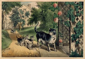 Pussyn paluu, 1874-78, 1874-78. Tekijät: Nathaniel Currier, James Merritt Ives, Currier ja Ives. tekijältä Currier and Ives