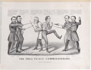 The True Peace Commissioners, 1865., 1865. Tekijät: Nathaniel Currier, James Merritt Ives, Currier ja Ives. tekijältä Currier and Ives
