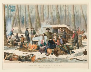 American Forest Scene, Maple Sugaring tekijältä Nathaniel Currier