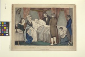 Death of Washington (käsinvärinen litografia) tekijältä Nathaniel Currier