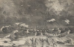 Pelottava Meksikon hylky Hempstead Beachillä, 2. tammikuuta 1837, 1848-56. tekijältä Nathaniel Currier