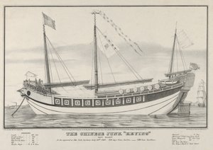 Kiinalainen roskaposti-Kapteeni Kellett-Kun hän ilmestyi New Yorkin satamaan 13. heinäkuuta 1. heinäkuuta 1847. tekijältä Nathaniel Currier