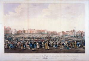 Smithfield Market, West Smithfield, Lontoon kaupunki, n. 1825.