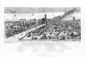 Southwark ja London Bridge sellaisina kuin ne ilmestyivät noin 1546, c1860.