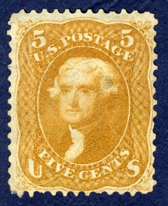 5c Jeffersonin single, 1861. tekijältä National Bank Note Company
