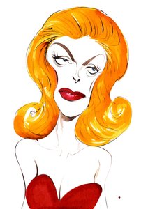 Julie London, yhdysvaltalainen laulaja ja näyttelijä (1926-2000); värikarikatyyri, 2015 tekijältä Neale Osborne