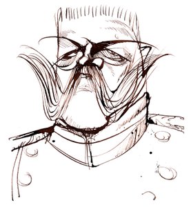 Paul von Hindenburg - puolalainen, saksalainen kenraali ja presidentti (1847-1934); karikatyyri tekijältä Neale Osborne