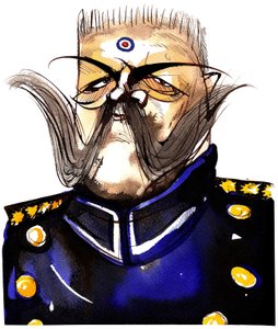 Paul von Hindenburg - puolalainen, saksalainen kenraali ja presidentti (1847-1934); värillinen karikatyyri tekijältä Neale Osborne