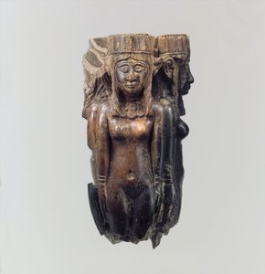 Viuhka- tai perhovispilän kahva neljän naishahmon muodossa, n. 8.-7. vuosisadalla eKr. (norsunluu) tekijältä Neo Assyrian