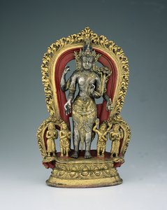 Jatamukuta Lokesvara, Khasa Malla Kingdom (1100-1484) (kullattu paketti, kupariseos & pigmentti)