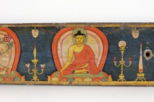 Viiden suojan käsikirjoitus, etukansi, 1138 (läpinäkymätön wc ja muste puulle) tekijältä Nepalese School