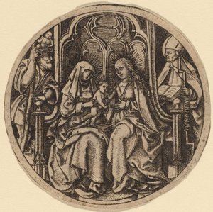 Madonna ja lapsi pyhien Christopherin ja Erasmuksen kanssa tekijältä Netherlandish 15th Century