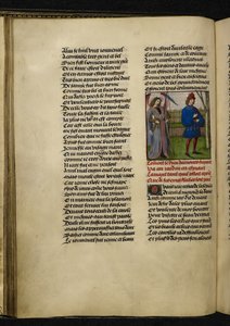 Harley MS 4425 f.18v Amors (rakkauden jumala) ja L