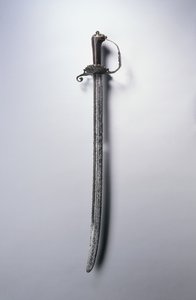 Metsästysmiekka, n. 1700 (teräs, puu ja messinki) tekijältä Netherlandish School