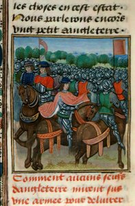 Royal 18 E.II fol.411v Kapina Henrik IV:ää (1367-1413) vastaan ​​Jean Froissartin (n. 1333-1404) Chroniques de France et d