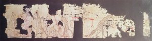 Satiirinen papyrus, joka kuvaa hiirtä, jota kissat palvelevat (papyrus)