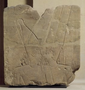 Jumala Amon syleilee Ramses II:ta, Karnak, noin 1401-1213 eKr. (hiekkakivi)