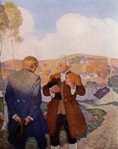 Kuvitus Robert Louis Stevensonin Kidnapped (värilitho) tekijältä Newell Convers (after) Wyeth