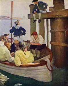 Kuvitus Robert Louis Stevensonin Kidnapped (värilitho) tekijältä Newell Convers (after) Wyeth