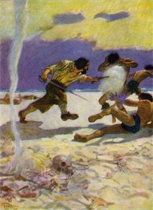 Kuvitus Robinson Crusoelle (väri litho)