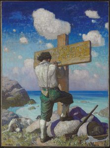 "-- ja tein siitä suuren ristin, asetin sen rantaan, missä minä ensin..." tekijältä Newell Convers Wyeth