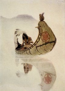 Etukappale Henry Wadsworth Longfellowin (1807-82) kappaleesta The Song of Hiawatha, pub. George G. Harrap und Company Ltd., 1911 (pehmeäpohjainen etsaus) tekijältä Newell Convers Wyeth