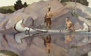Intiaanit kanootissa tekijältä Newell Convers Wyeth