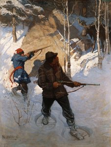 Hirvenmetsästys (öljy kankaalle)