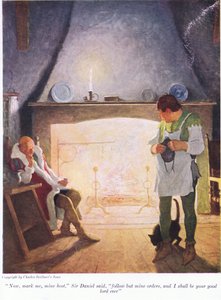 Merkitse nyt minulle isäntäni Sir Donald sanoi: noudata vain minun käskyjäni, niin minä olen hyvä Herrasi ikuisesti, 1916 tekijältä Newell Convers Wyeth