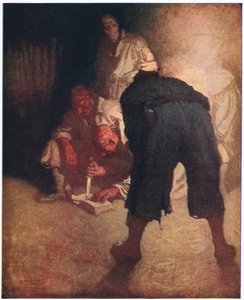 Musta piste: Noin puolessa välissä rinteen alajuoksua varastoalueelle ne kerättiin ryhmään... tekijältä Newell Convers Wyeth