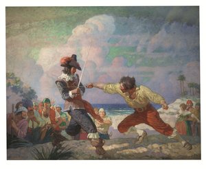 Kaksintaistelu rannalla tekijältä Newell Convers Wyeth