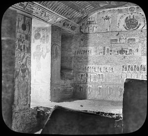 Sarkofagi ja Ramses VI:n hautakammio, Kuninkaiden laakso, Egypti, c1890